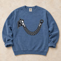 Blue Jean garment-dyed crewneck sweatshirt with Ground Control lowered car design