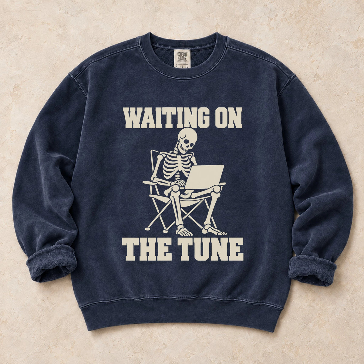 True Navy garment-dyed crewneck sweatshirt with Tune Purgatory car tuning design