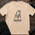 Natural gaming T-shirt. An empty folding chair captures waiting for gaming friends.