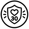 Automotive trust badge icon: 30-day peace-of-mind shield
