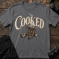 Charcoal gaming T-shirt. A steaming, exhausted toast character is literally cooked.