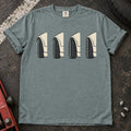Bay car enthusiast T-shirt. Four wheel-and-fender profiles explore the visual details of fitment.