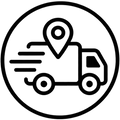 Gaming trust badge icon: tracked delivery truck