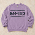Orchid gaming sweatshirt. Tonight's gaming window runs from 9:14 to 10:03.