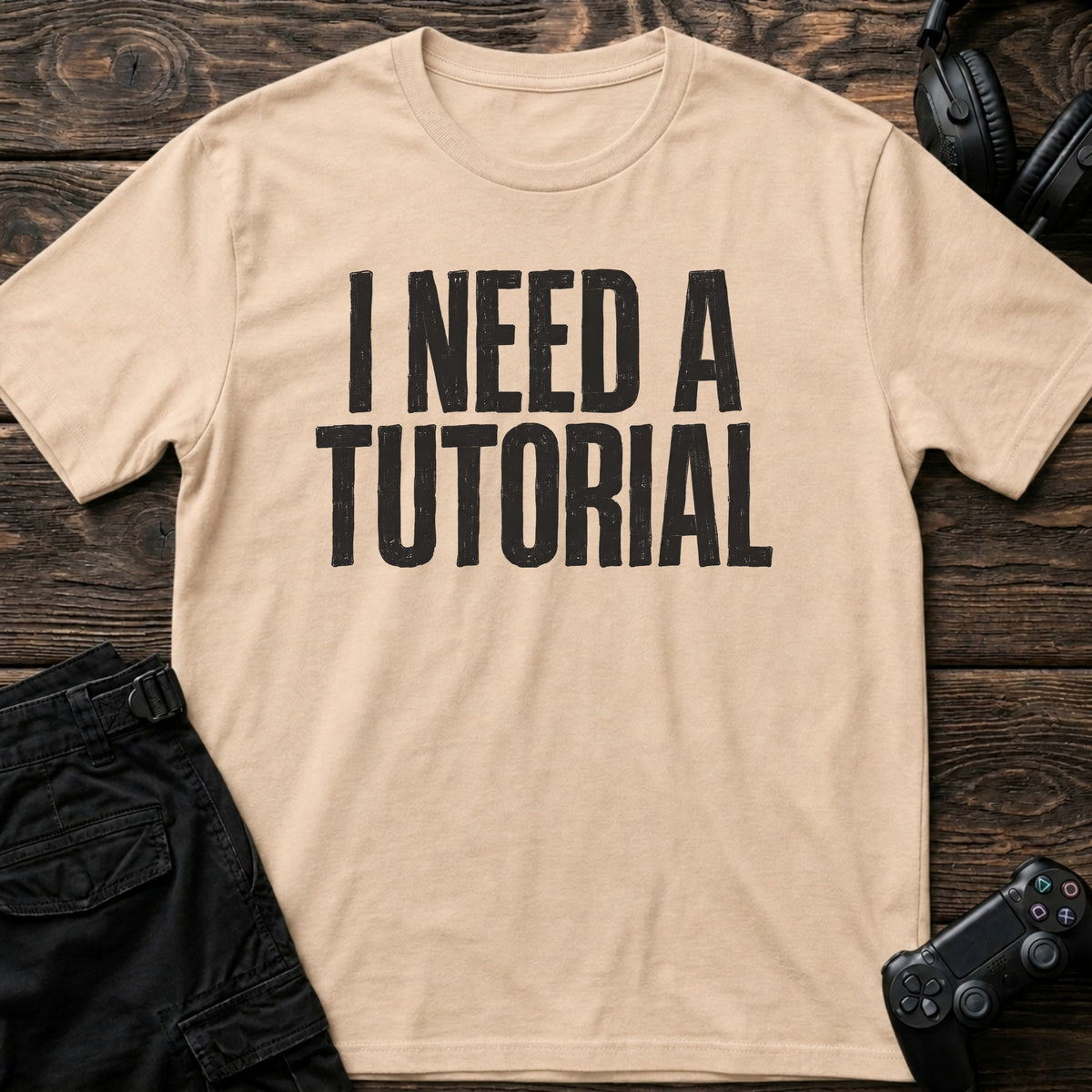 Natural gaming T-shirt. I need a tutorial: straightforward lettering for an honest gamer confession.