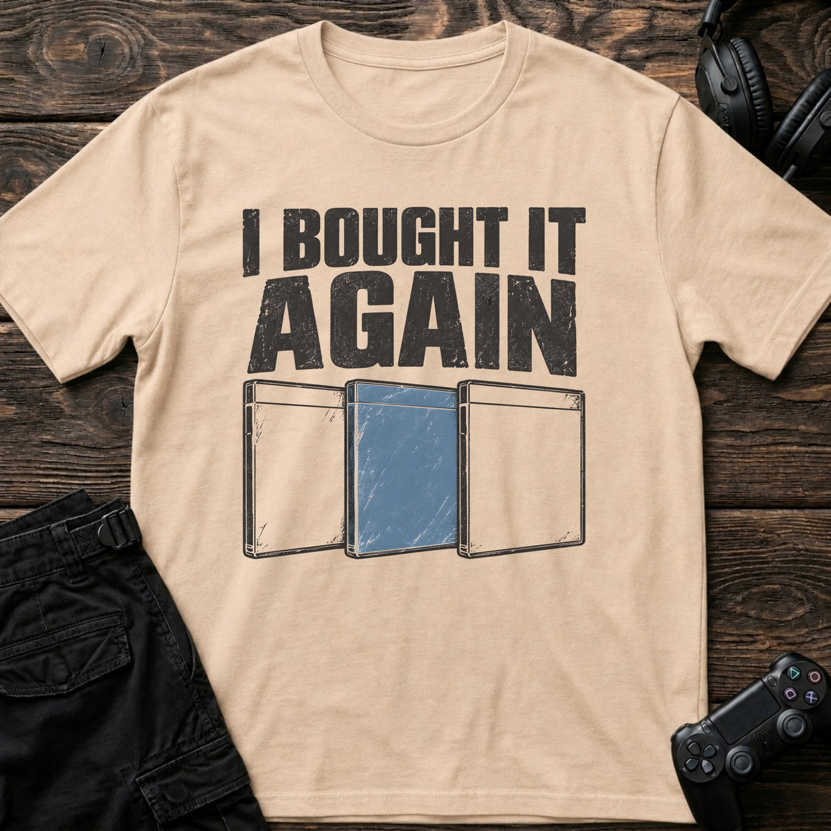 Natural gaming T-shirt. Three game cases admit buying it again.