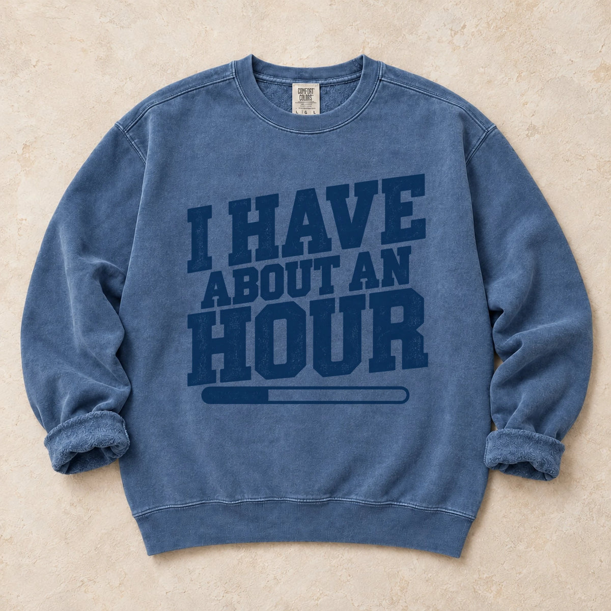 Blue Jean gaming sweatshirt. I have about an hour, with a short progress bar for a limited gaming window.