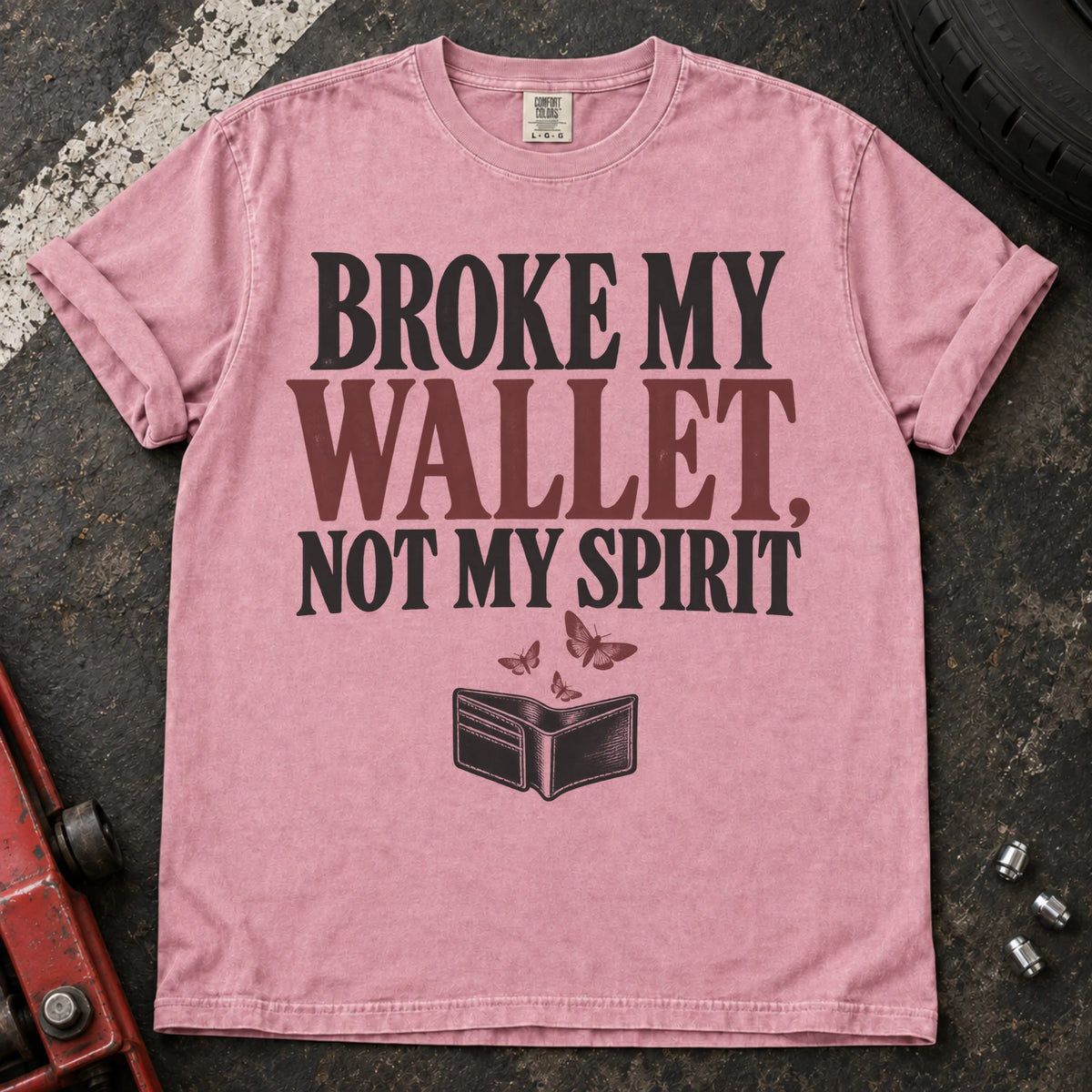 Blossom car enthusiast T-shirt. An empty wallet proves the car broke the wallet, not the spirit.