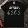 Black car enthusiast T-shirt. Four wheel profiles argue not stock, just correct.