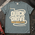 Bay car enthusiast T-shirt. A winding route turns a quick drive into three hours later.