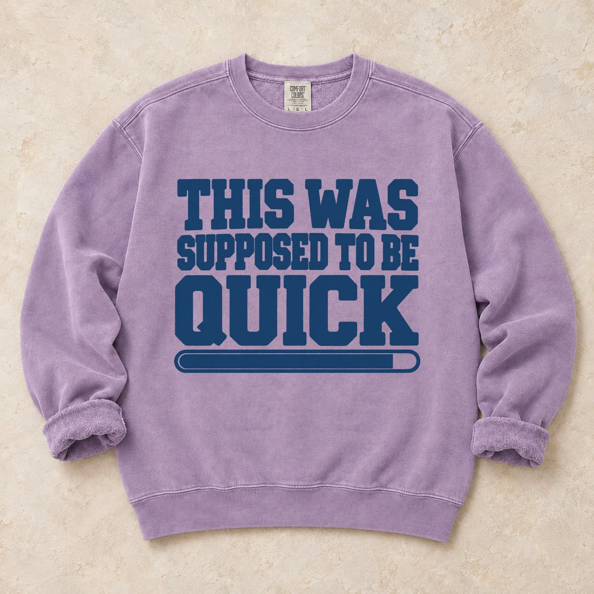 Orchid gaming sweatshirt. A short status bar admits this was supposed to be quick.