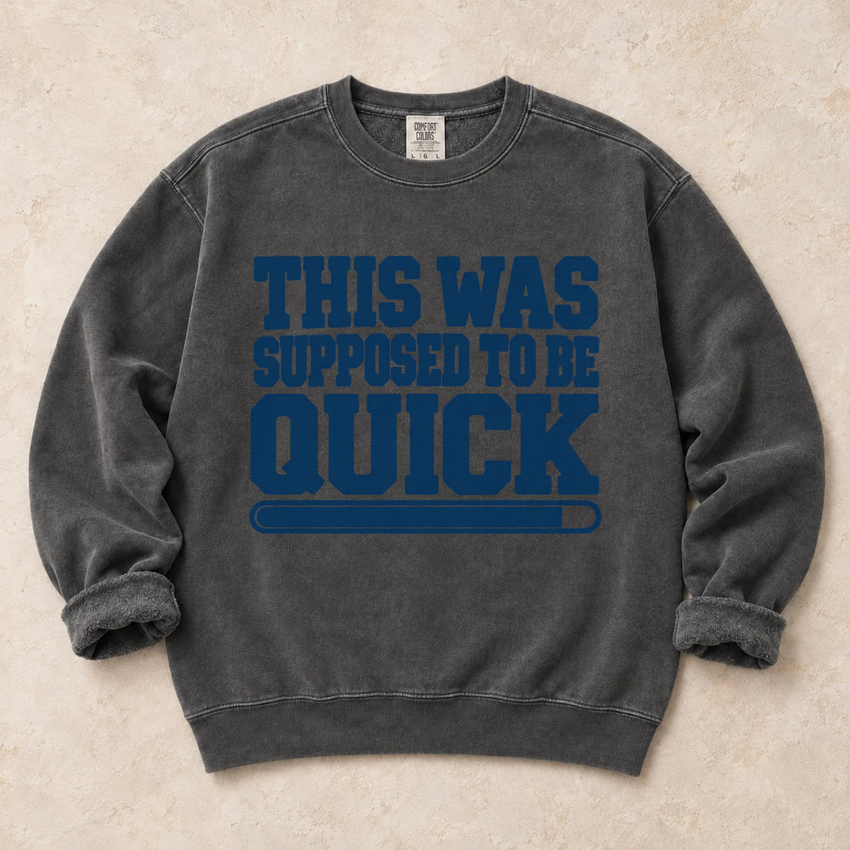 Pepper gaming sweatshirt. A short status bar admits this was supposed to be quick.