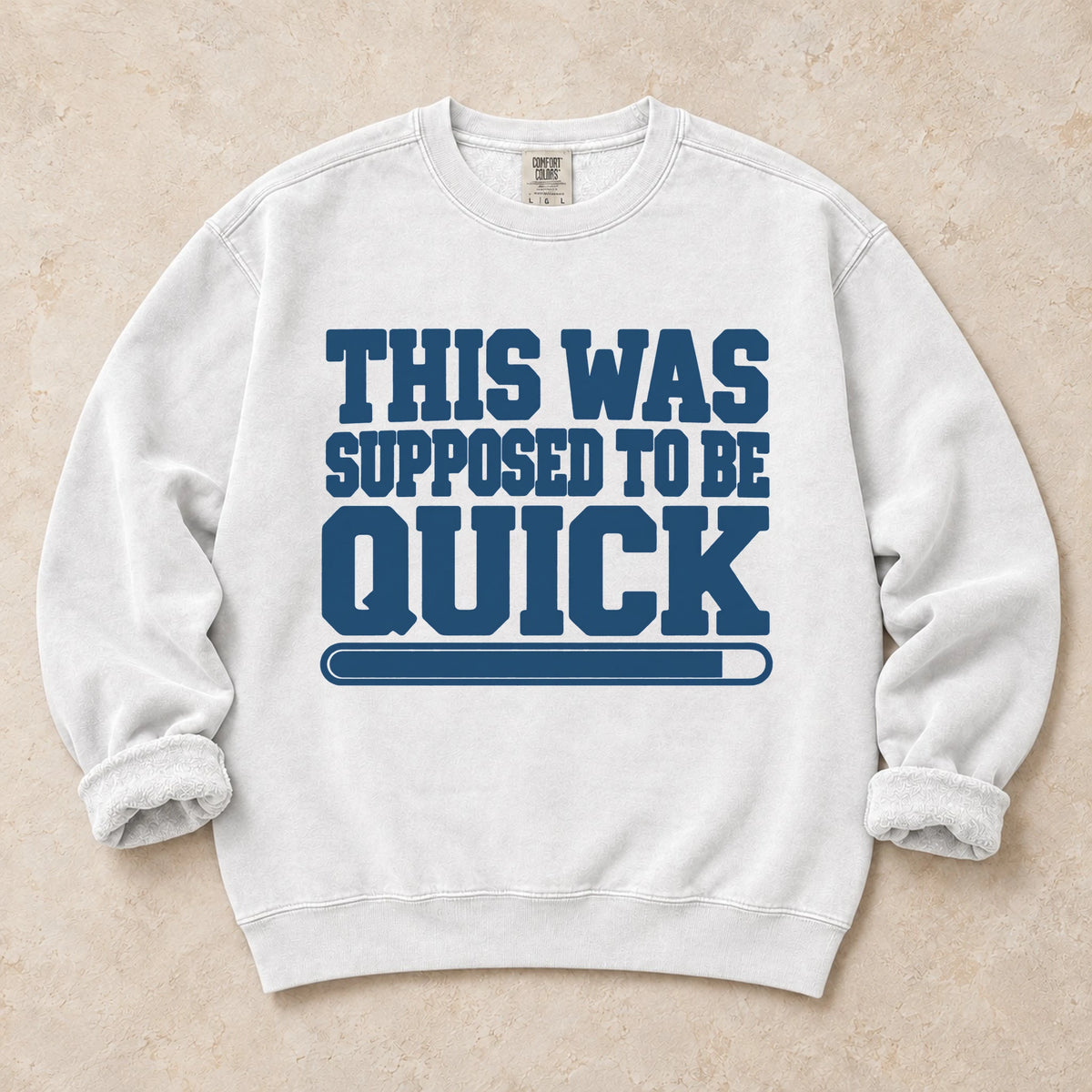 White gaming sweatshirt. A short status bar admits this was supposed to be quick.