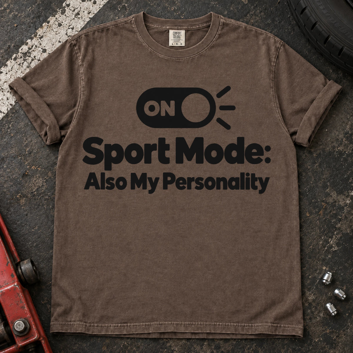 Espresso car enthusiast T-shirt. A switch makes sport mode also my personality.