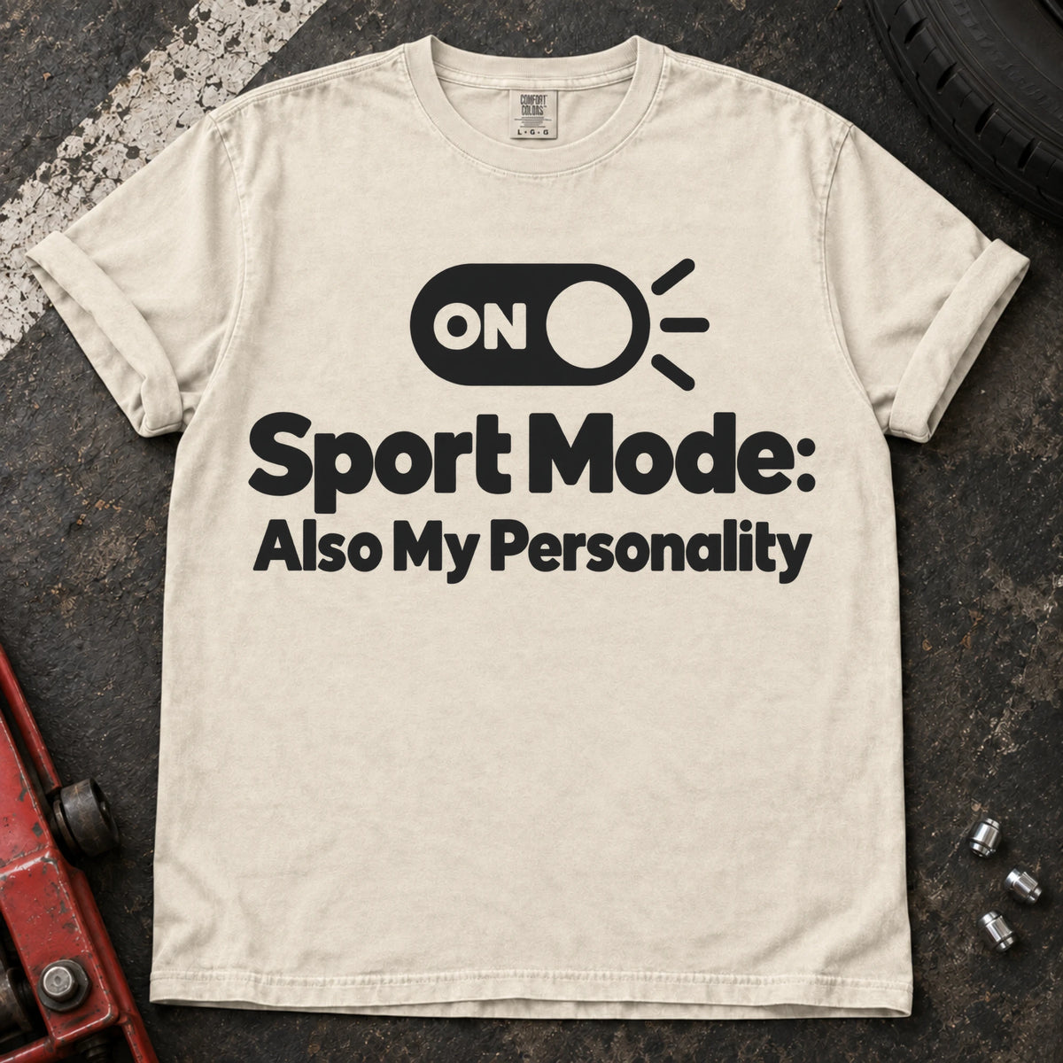 Ivory car enthusiast T-shirt. A switch makes sport mode also my personality.