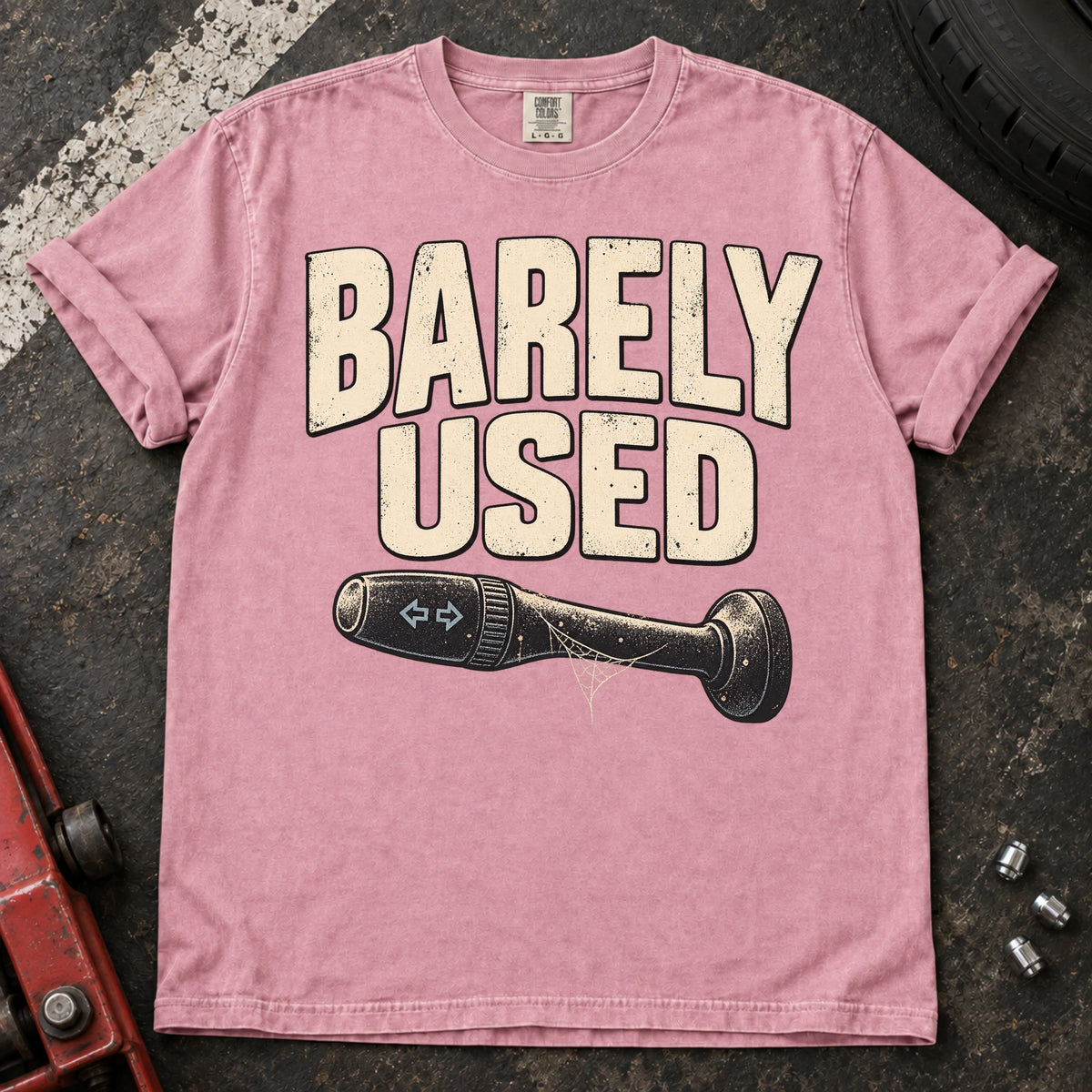 Blossom car enthusiast T-shirt. A cobweb-covered indicator stalk admits barely used.