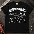 Black car enthusiast T-shirt. A scenic road admits no bad Sundays, just bad service appointments.
