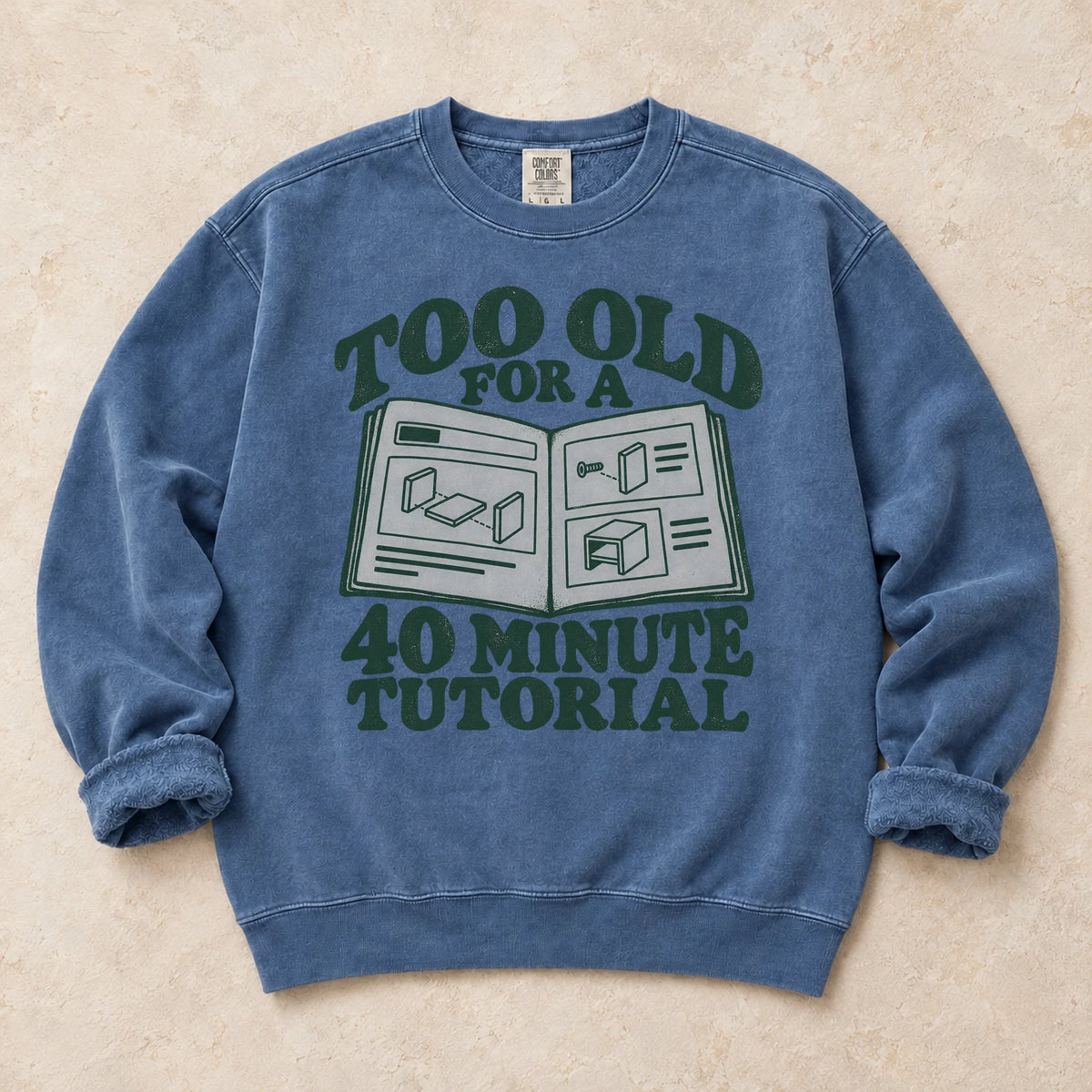 Blue Jean gaming sweatshirt. An instruction booklet accompanies being too old for a 40-minute tutorial.