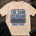 Natural gaming T-shirt. A legacy-member badge celebrates using the same username since 2004.