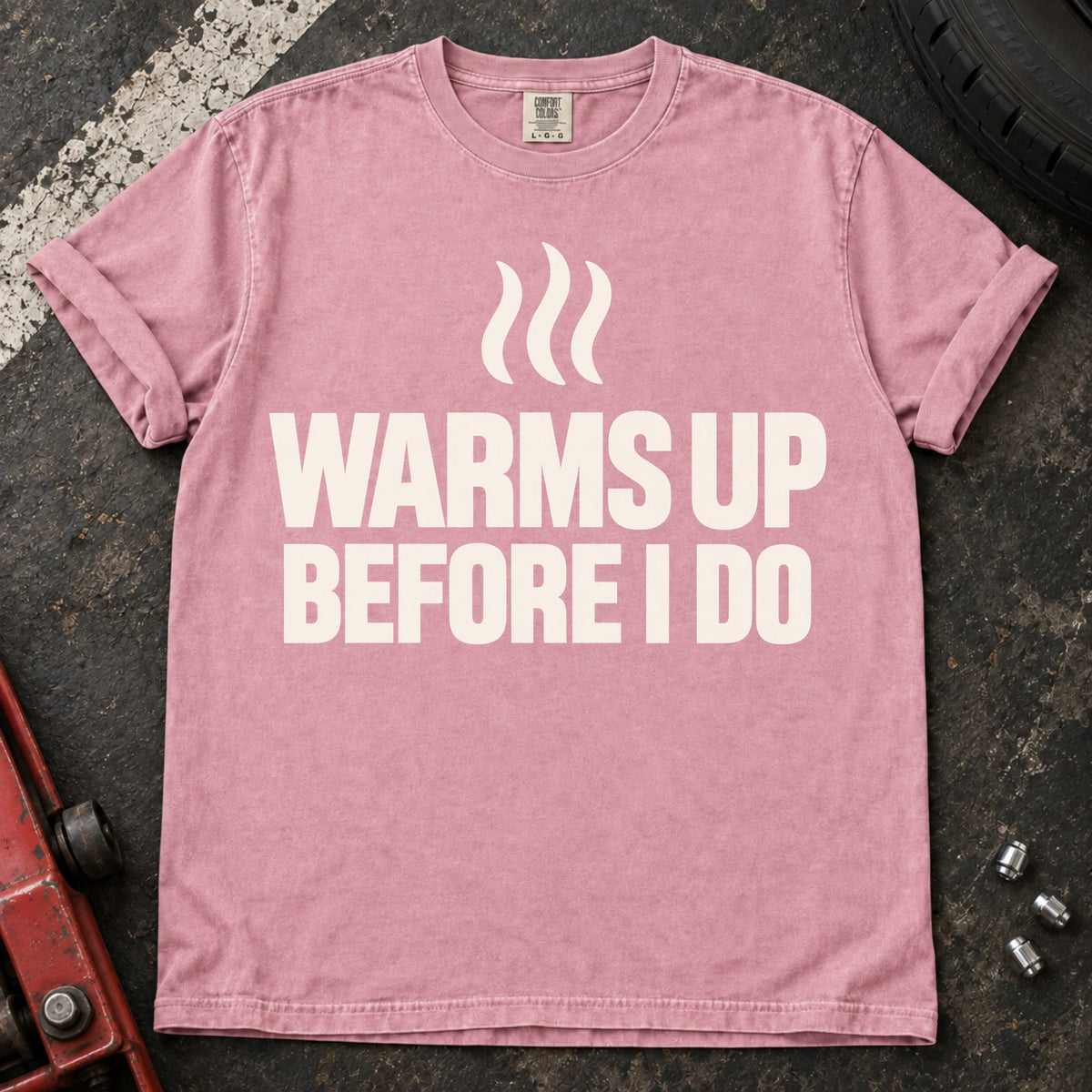 Blossom car enthusiast T-shirt. Heat lines admit the car warms up before its driver does.