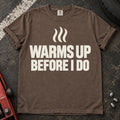 Espresso car enthusiast T-shirt. Heat lines admit the car warms up before its driver does.