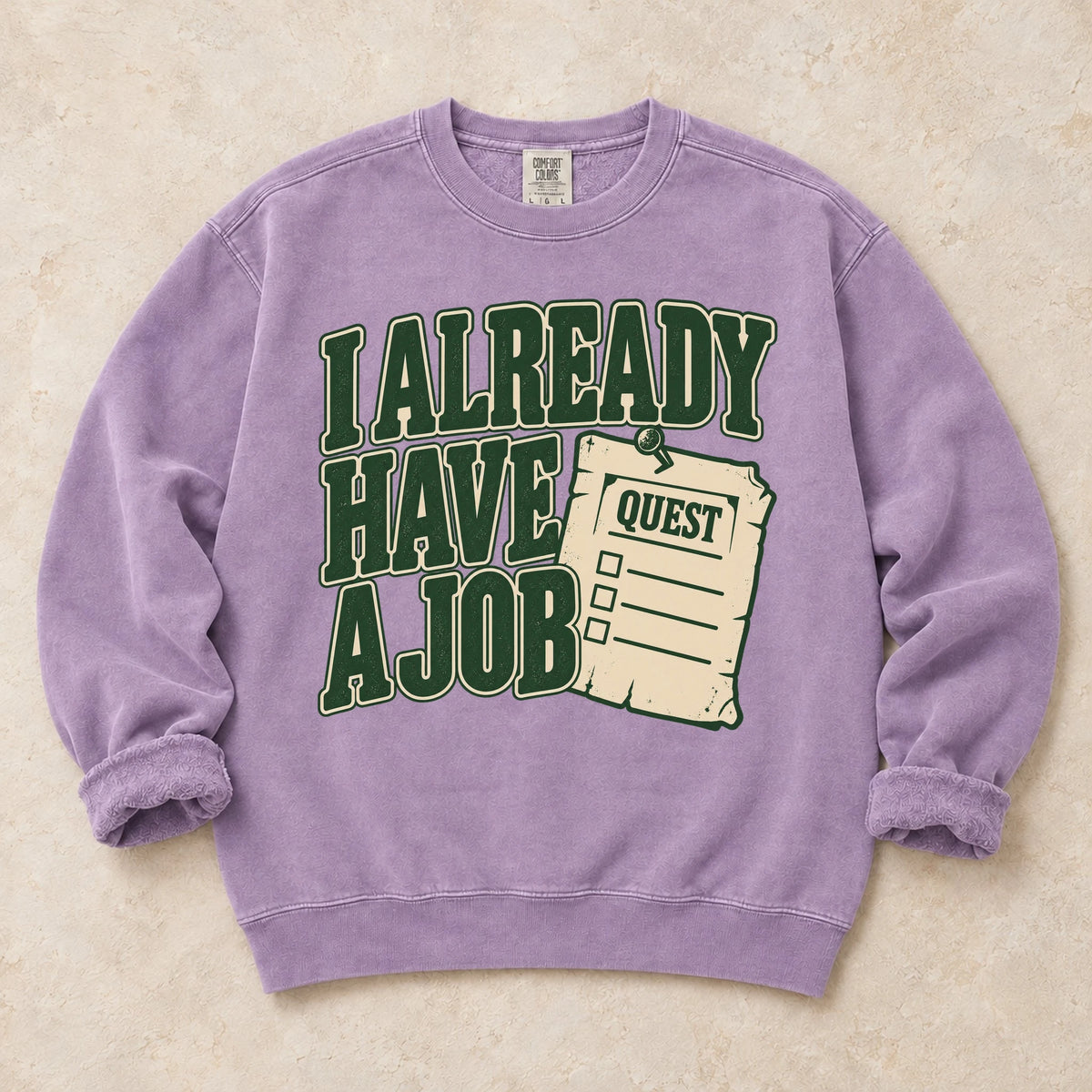 Orchid gaming sweatshirt. A task scroll accompanies the admission, I already have a job.